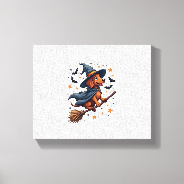 Witchy Dachshund Delight Canvastryck (Framsida)