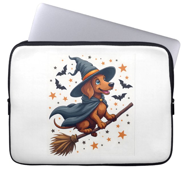 Witchy Dachshund Delight Laptop Fodral (Framsidan)
