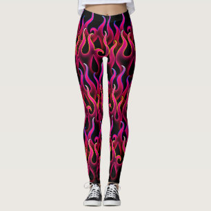 Witchy Devilish Rosa Fire Flames Leggings