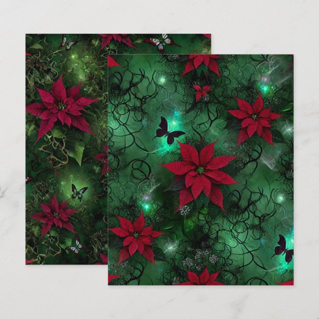 Witchy Enchanted Forest Poinsettia Scrapbook Pappe (Fram/baksida)