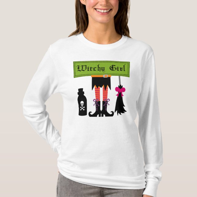 Witchy Girl Halloween T-shirts och presenter (Framsida)