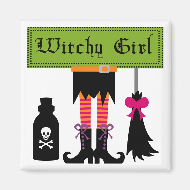 Witchy Girl Halloween T-shirts och presenter Magnet (Framsidan)