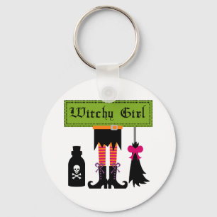Witchy Girl Halloween T-shirts och presenter Nyckelring
