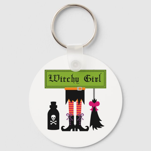 Witchy Girl Halloween T-shirts och presenter Nyckelring (Framsida)