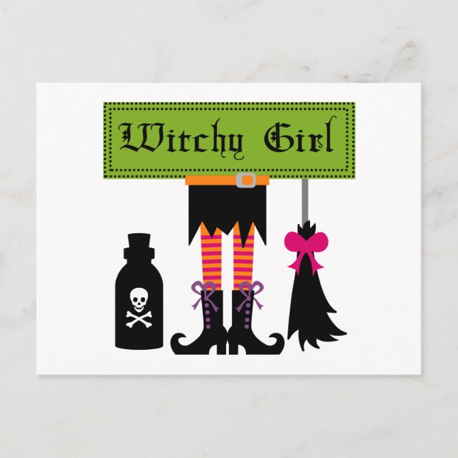 Witchy Girl Halloween T-shirts och presenter Vykort (Framsida)
