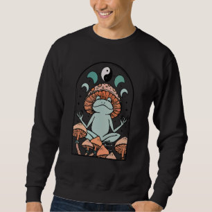Witchy Goblincore Aesthetic Frog Toad Mushroom Vin Lång Ärmad Tröja