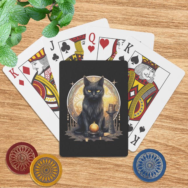 Witchy Gothic Black Cat Casinokort (Skapare uppladdad)