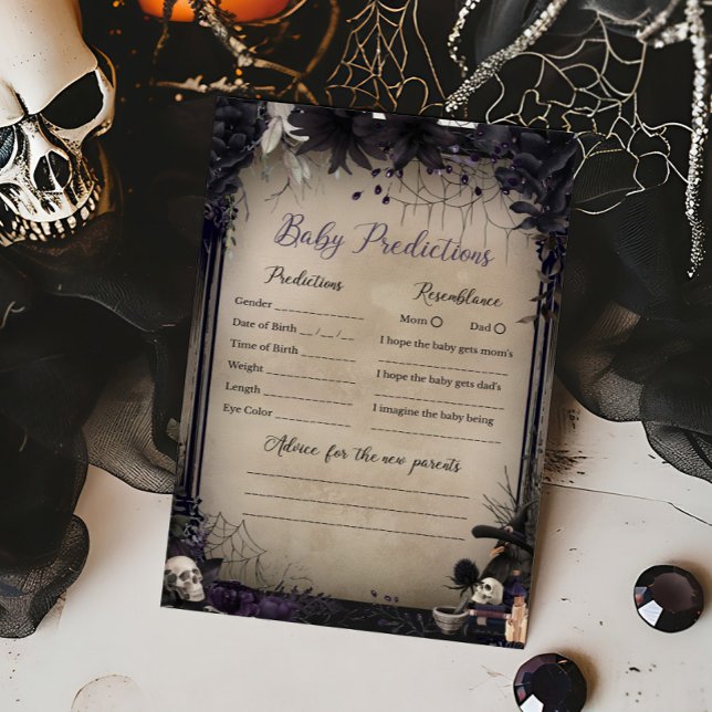 Witchy Gothic Halloween Baby Predictions-spel (Witchy Baby Shower Baby Predictions Game)