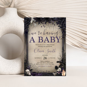 Witchy Gothic Halloween Baby Shower Inbjudningar