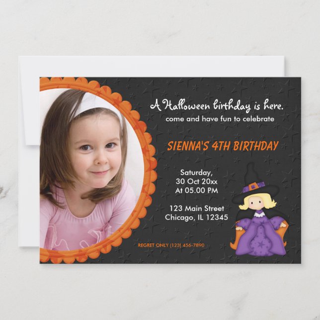 Witchy Halloween Birthday Inbjudningar (Framsida)