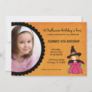 Witchy Halloween Birthday (Orange) Inbjudningar