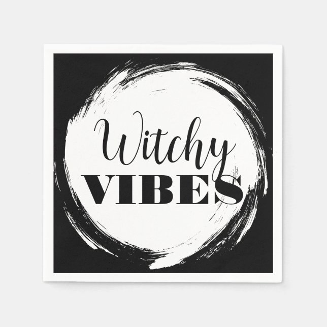 Witchy Halloween Black and White Pappersservett (Framsidan)