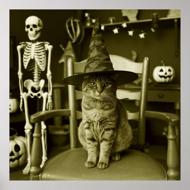 Witchy Halloween Cat Poster (Framsidan)