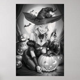 Witchy Halloween-färgning Poster
