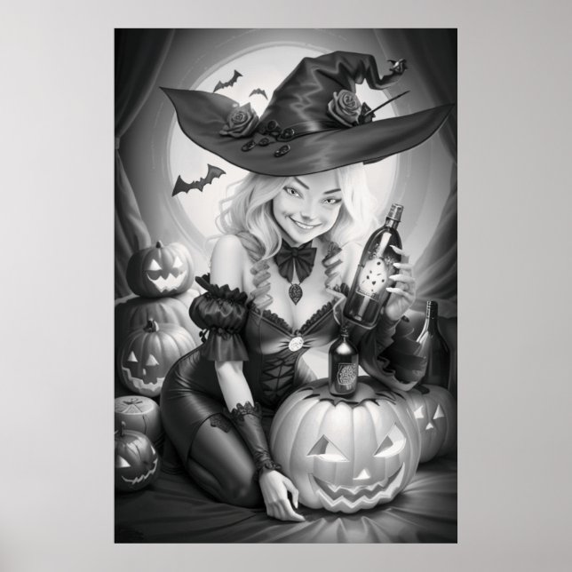 Witchy Halloween-färgning Poster (Framsidan)