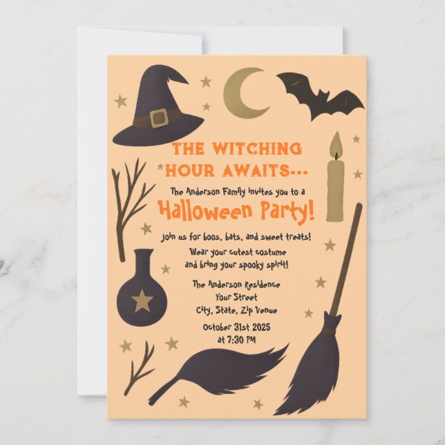 Witchy Halloween fest - Witching Hour Awaits Inbjudningar (Framsida)