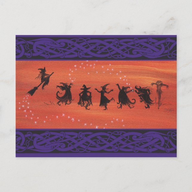 Witchy Halloween Firande. Vykort (Framsida)