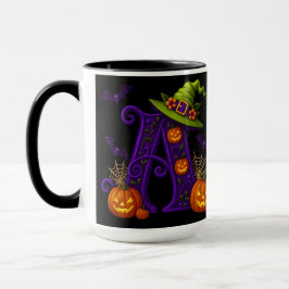 Witchy Halloween Initial ’A’ Mugg