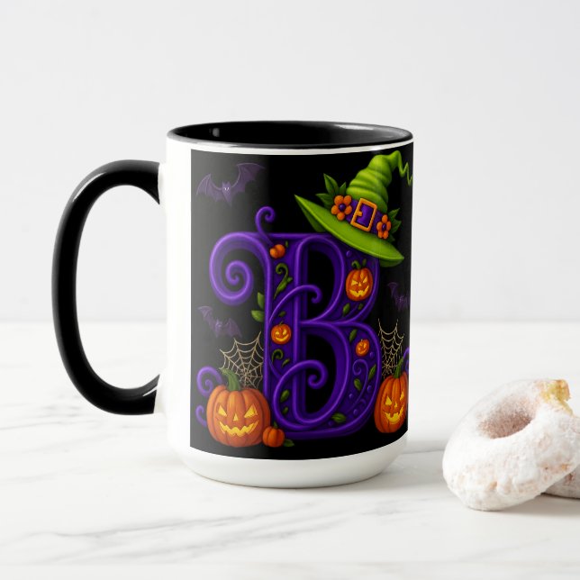 Witchy Halloween Initial ’B’ Mugg (Med munk)
