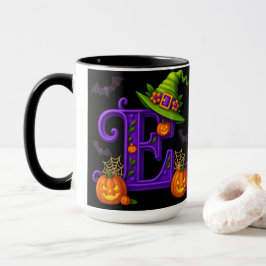 Witchy Halloween Initial ’E’ Mugg