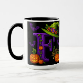 Witchy Halloween Initial ’F’ Mugg