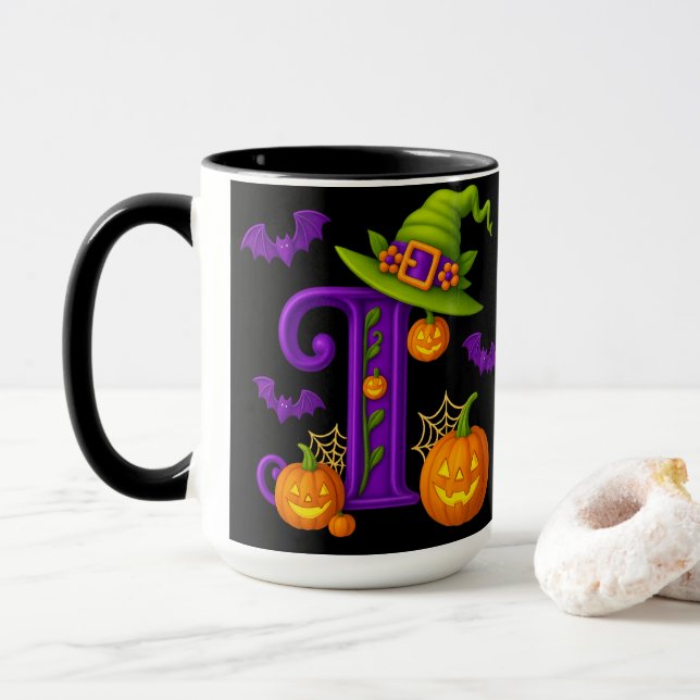 Witchy Halloween Initial "I" Mugg (Med munk)