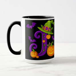 Witchy Halloween Initial ’J’ Mugg