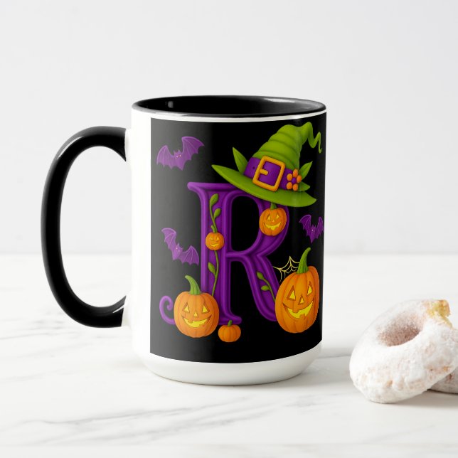 Witchy Halloween Initial "R" Mugg (Med munk)