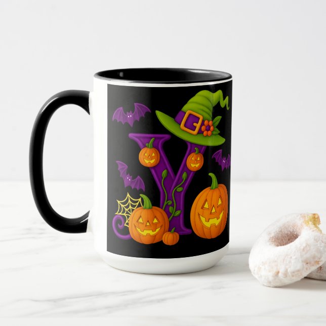 Witchy Halloween Initial "Y" Mugg (Med munk)