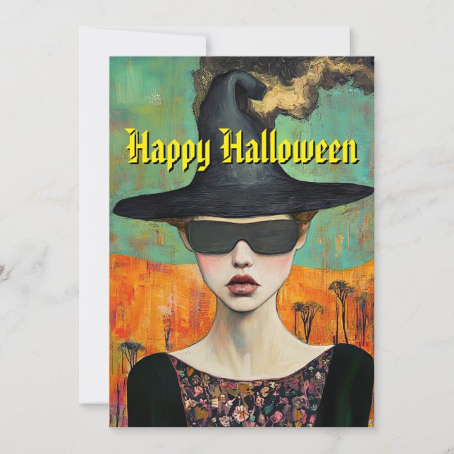 Witchy Halloween-kort Julkort (Framsida)