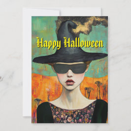 Witchy Halloween-kort Julkort
