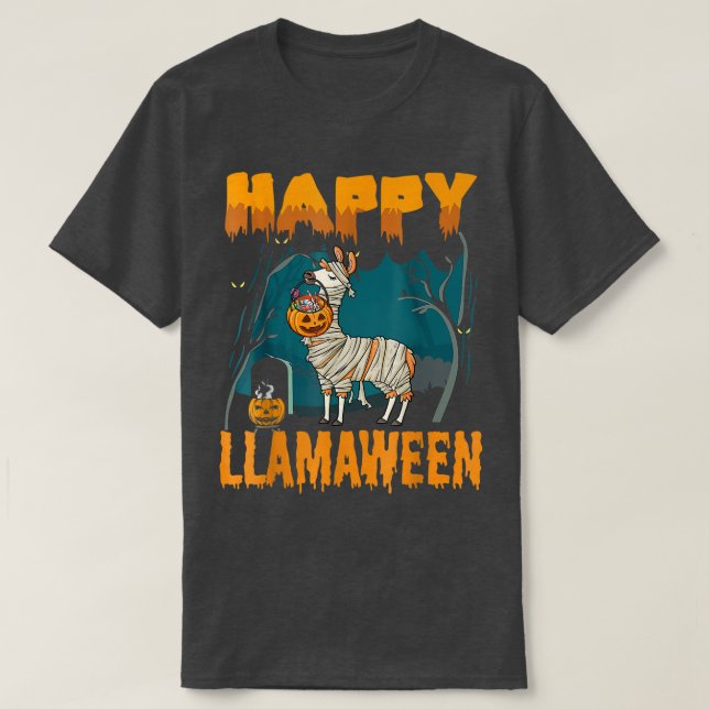 Witchy Halloween Llama Lycklig Llamaween T Shirt (Design framsida)