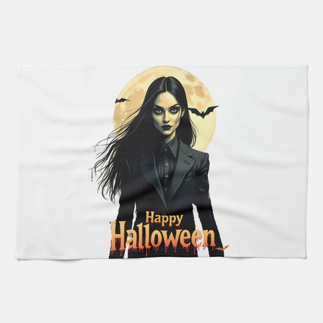 Witchy Halloween Natt Kökshandduk (Horisontell)