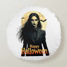 Witchy Halloween Natt Rund Kudde