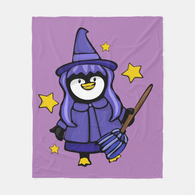 Witchy Halloween Penguin Fleece Blanket (Framsidan)