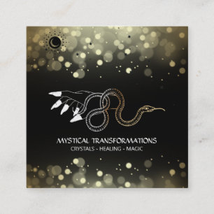 *~* Witchy Hand Guld Snake Måne Magic Boho Black Fyrkantigt Visitkort