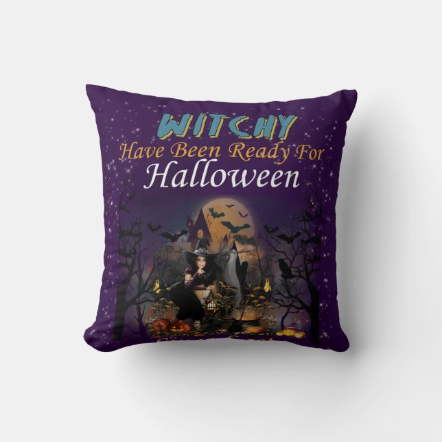 Witchy har varit Redo för Halloween Kudde (Framsida)