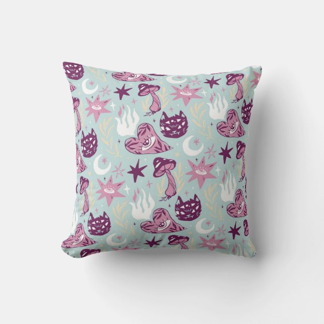 Witchy Inslag Lila på BlueThrow Pillow Kudde (Framsida)