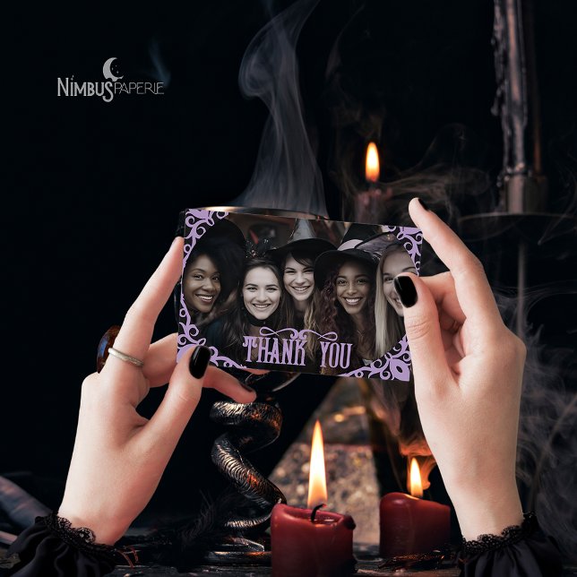 Witchy Lavender Halloween Photo Thank You Card Tack Kort (Skapare uppladdad)