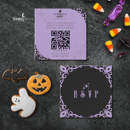 Witchy Lavender Halloween Quick Response Card Fyrkantigt Visitkort