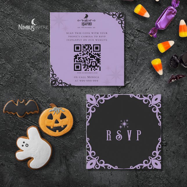 Witchy Lavender Halloween Quick Response Card Fyrkantigt Visitkort (Skapare uppladdad)