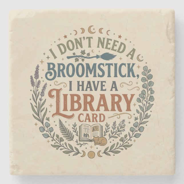 Witchy Librarian Library Card Book Lover Custom Stenunderlägg (Framsidan)