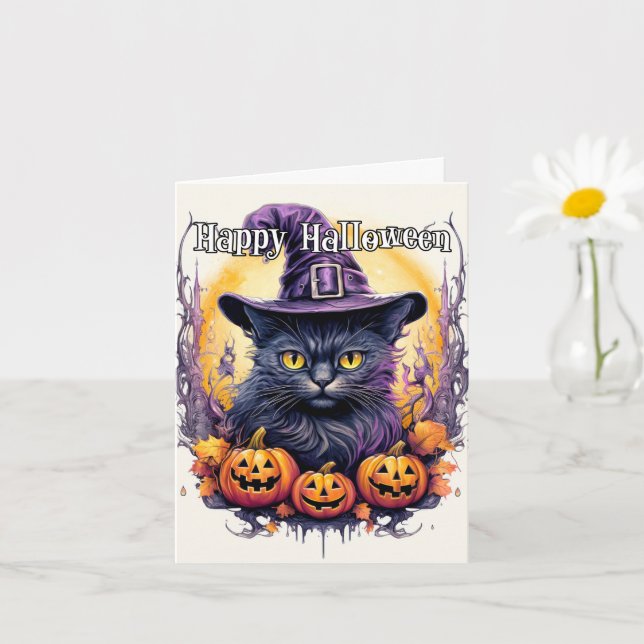 Witchy Little Kattunge | HAPPY HALLOWEEN Kort (Liten växt)