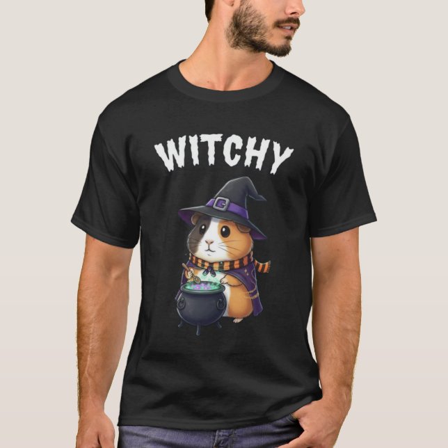 Witchy – Magical Guinea Pig Halloween Shirt T (Framsida)