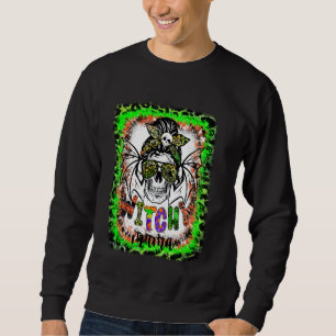 Witchy Mamma Halloween Skull Witch Mamma Women Spo Lång Ärmad Tröja