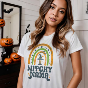 Witchy Mamma Mor Rainbow Groovy Halloween T Shirt
