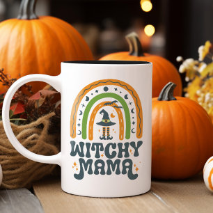 Witchy Mamma Mor Rainbow Groovy Halloween Två-Tonad Mugg