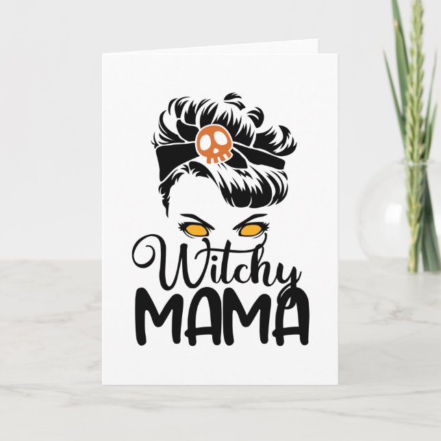 Witchy Mamma, Scary Witch Mamma Halloween-gåvor Kort (Framsida)