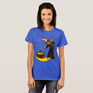 Witchy Måne Blue Halloween T Shirt