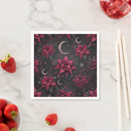 Witchy Mörk Måne Poinsettia Découpage Napkins Pappersservett